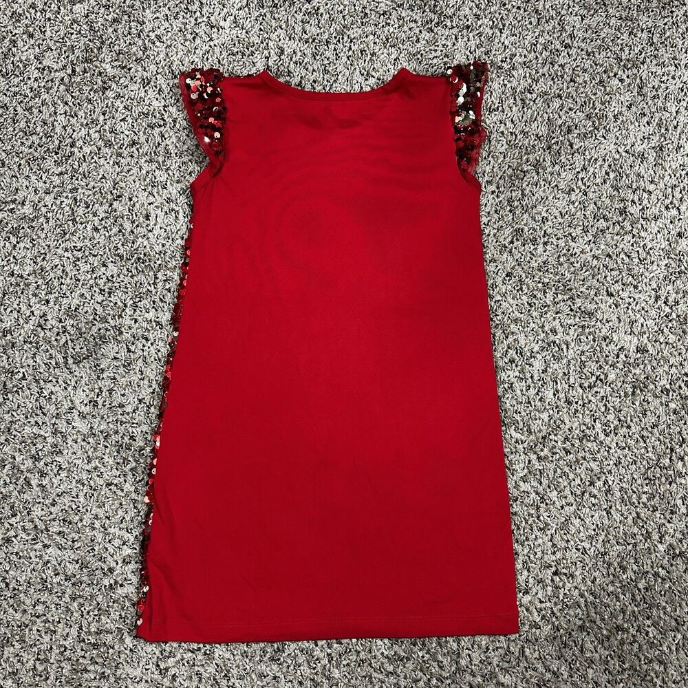Wonder Nation Girl's Sz S 6-6X Sequence Red Knee Length Dress Holiday Festive - Picture 3 of 7